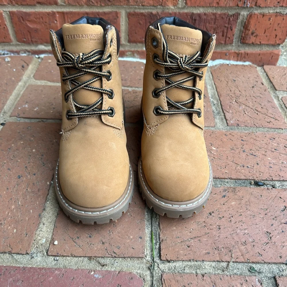 Youth Freeman Work Treemont Worker Lace Up Tan Boots